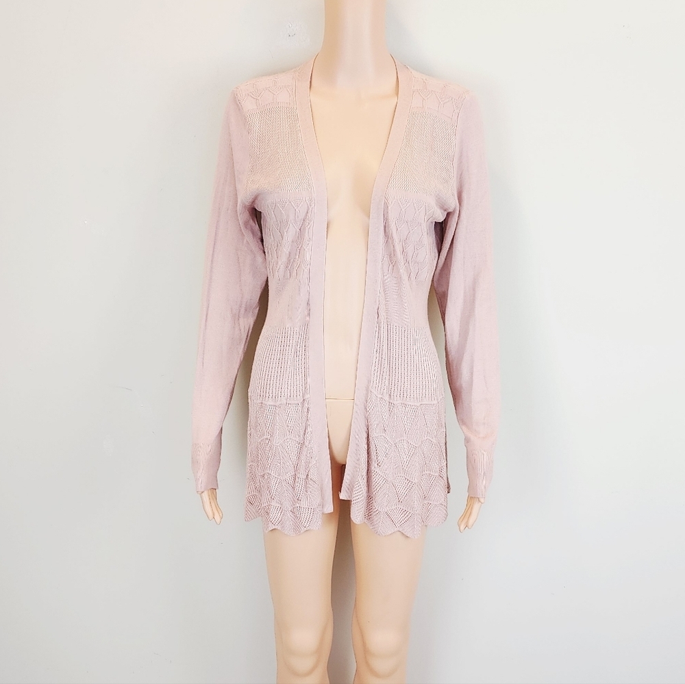 Dreamers Knit Crochet Long Sleeve Open Front Cardigan Sweater